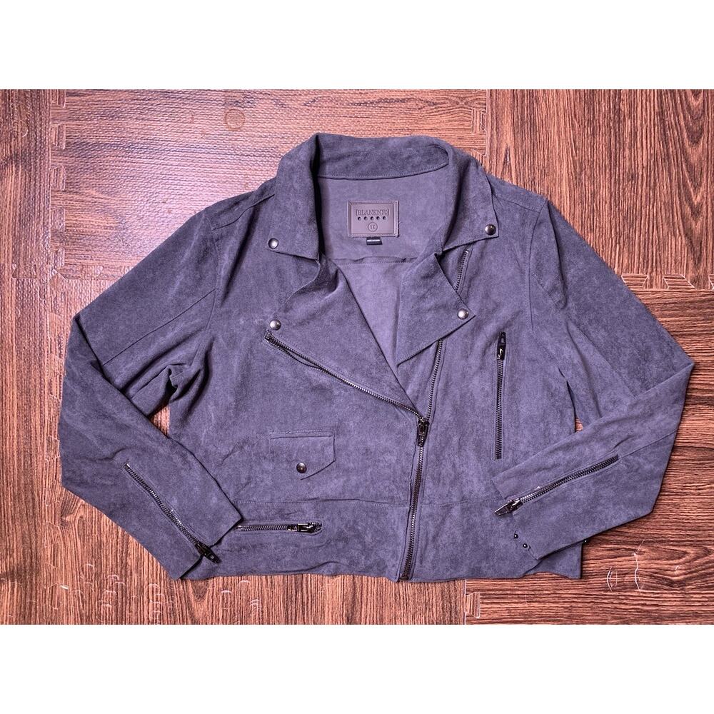 BlankNYC faux Leather Suede Jacket Motorcycle Style Gray Women's 1X moto